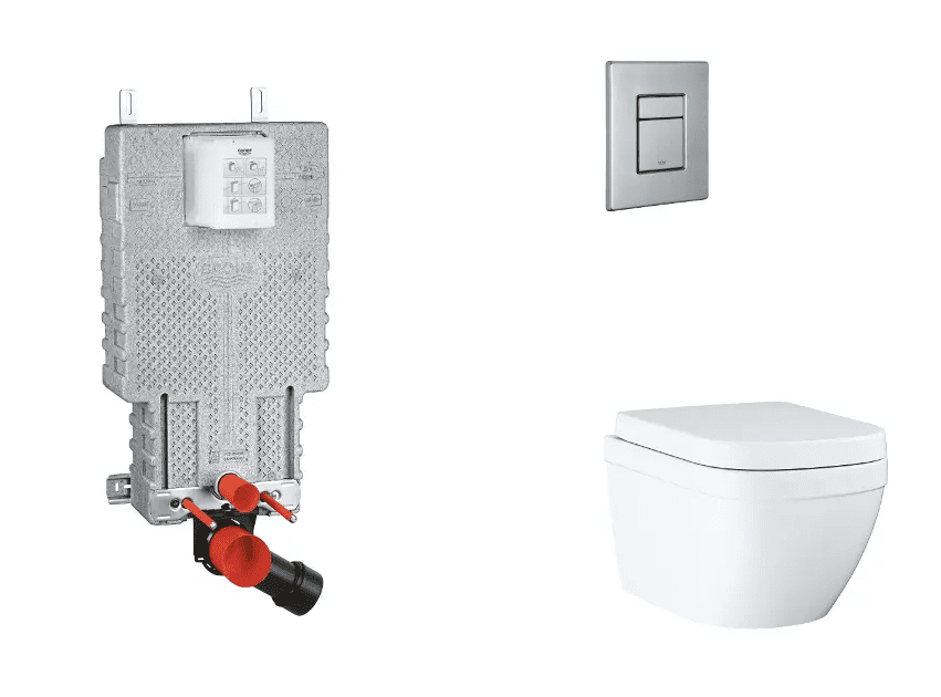 Grohe SANI15BB2106 - Set předstěnové instalace, klozetu, sedátka SoftClose a tlačítka Skate Cosmopolitan, Triple Vortex, kartáčovaná nerezová ocel