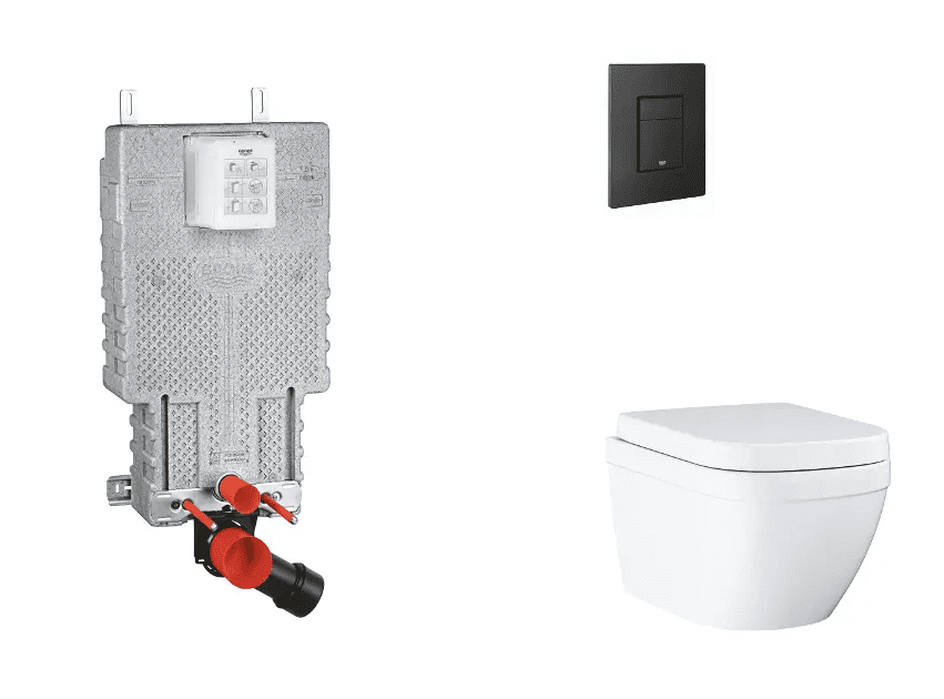 Grohe SANI15BB5104 - Set předstěnové instalace, klozetu, sedátka SoftClose a tlačítka Even, Triple Vortex, phantom black