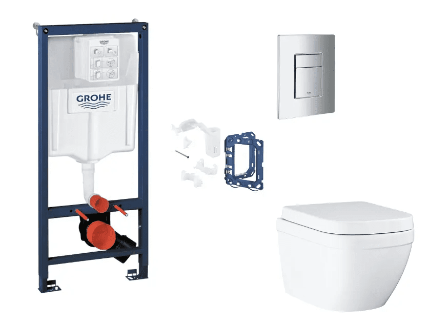 Grohe SANI11BB2135 - Set předstěnové instalace, klozetu, sedátka SoftClose, tlačítka Skate Cosmopolitan a sady pro vhazování tablet, Triple Vortex, chrom