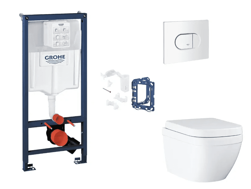 Grohe SANI11BB3150 - Set předstěnové instalace, klozetu, sedátka SoftClose, tlačítka Arena Cosmopolitan a sady pro vhazování tablet, Triple Vortex, alpská bílá