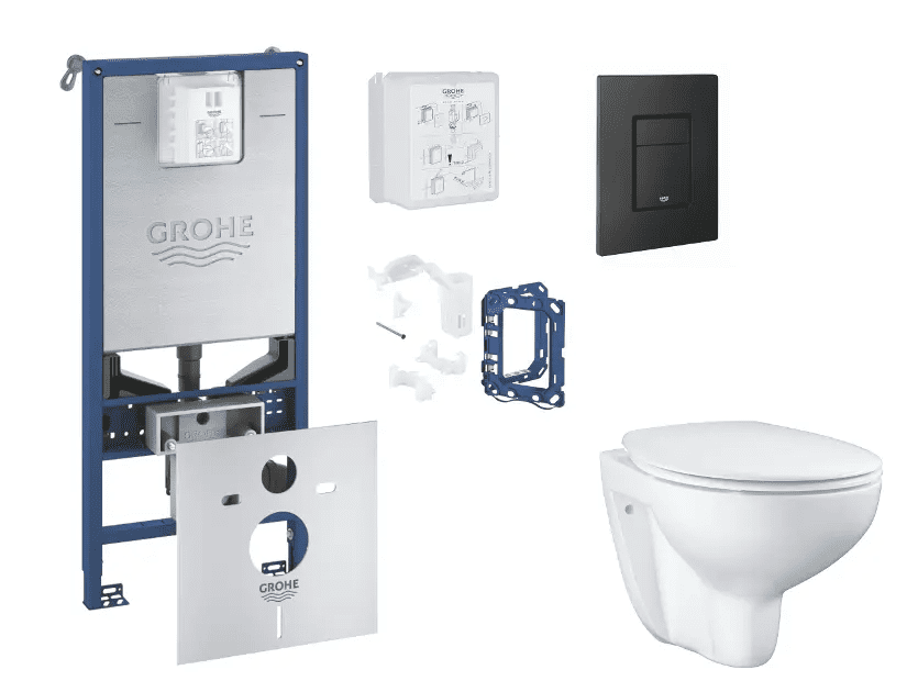 Grohe SANI11BB5125 - Set předstěnové instalace, klozetu, sedátka SoftClose, tlačítka Even a sady pro vhazování tablet, phantom black