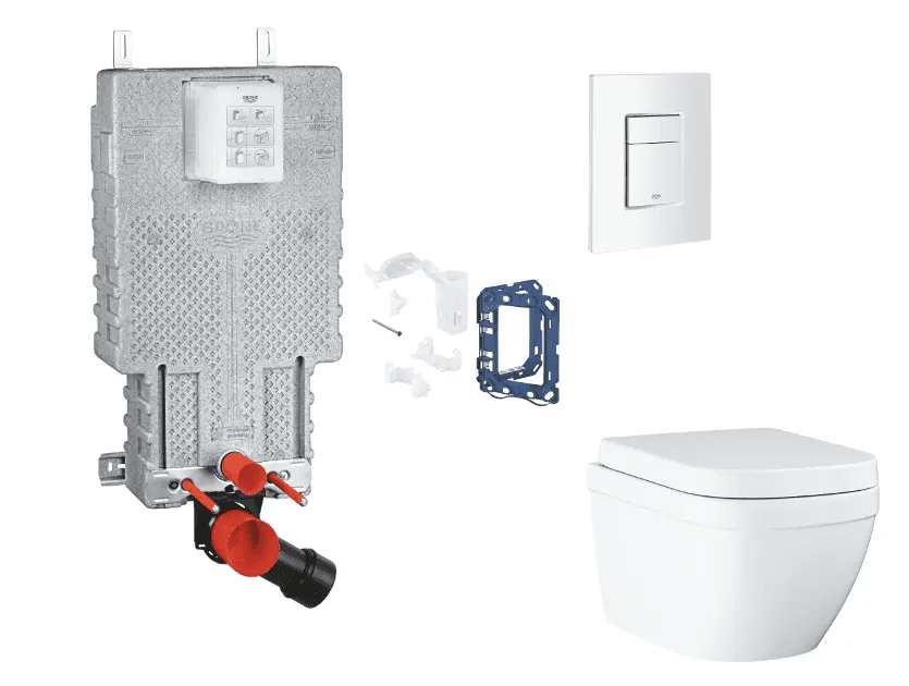 Grohe SANI15BB3120 - Set předstěnové instalace, klozetu, sedátka SoftClose, tlačítka Skate Cosmopolitan a sady pro vhazování tablet, Triple Vortex, alpská bílá