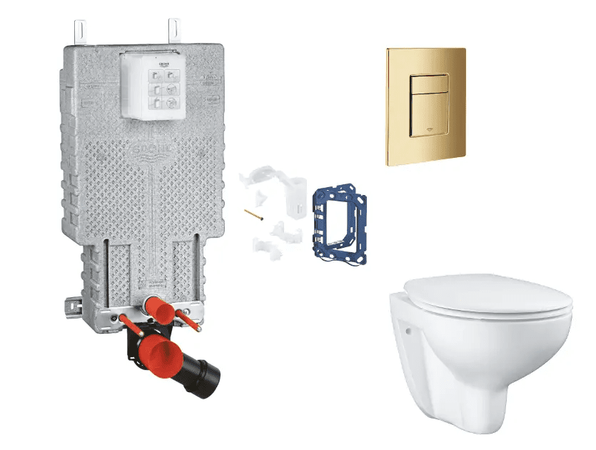 Grohe SANI15BB4122 - Set předstěnové instalace, klozetu, sedátka SoftClose, tlačítka Skate Cosmopolitan a sady pro vhazování tablet, Cool Sunrise