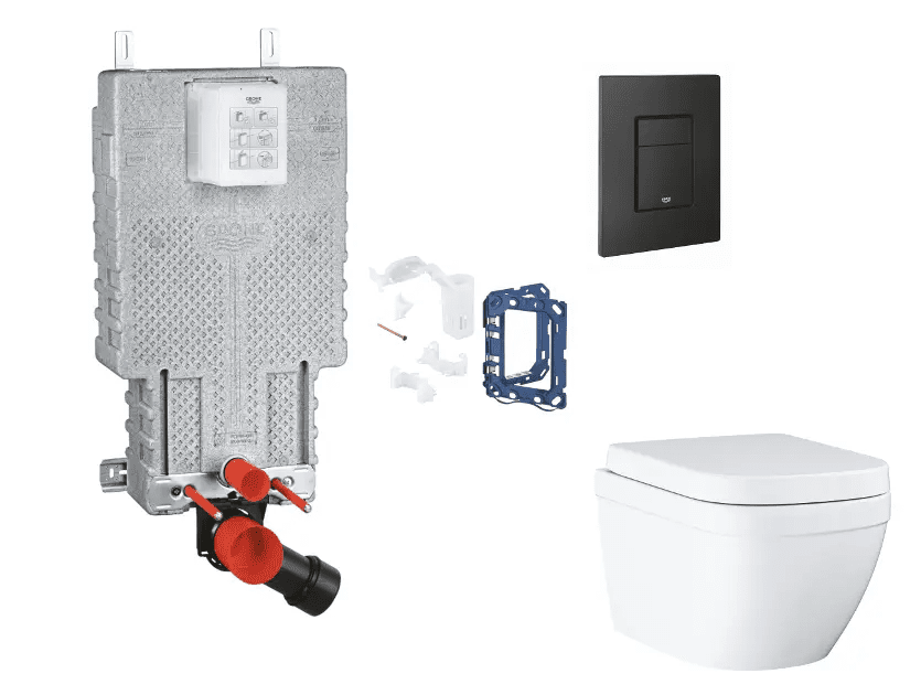 Grohe SANI15BB5115 - Set předstěnové instalace, klozetu, sedátka SoftClose, tlačítka Even a sady pro vhazování tablet, Triple Vortex, phantom black