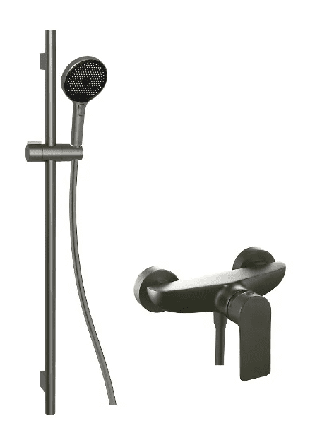kielle 20618SP13 - Sprchový set s baterií, tyčí, hadicí a sprchovou hlavicí EcoSpare, gun metal