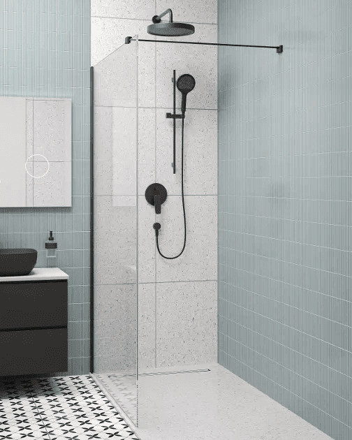 kielle 20726WI0904 - Sprchová stěna Walk-In 90x200 cm, matná černá/čiré sklo