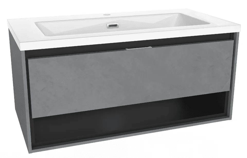 kielle 50026S905 - Skříňka s umyvadlem 90 cm, beton/matná černá
