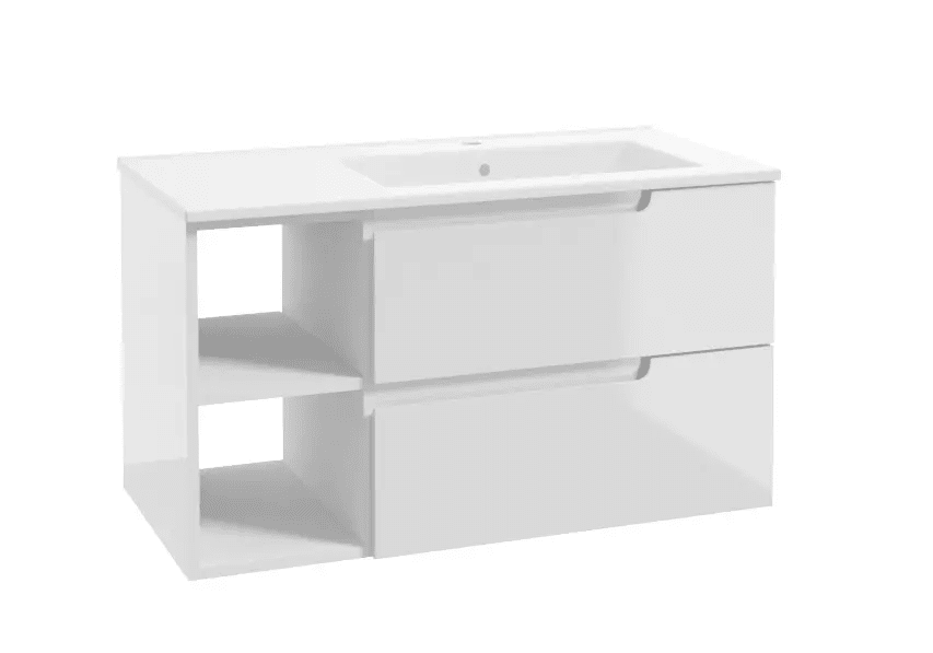 kielle 50002S90R0 - Skříňka s umyvadlem 90 cm, pravá varianta, lesklá bílá