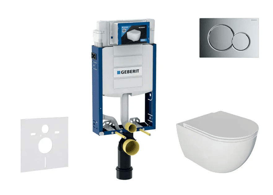 Geberit SANI15CA1114 - Set předstěnové instalace, klozetu Oudee a sedátka softclose, tlačítko Sigma01, lesklý chrom