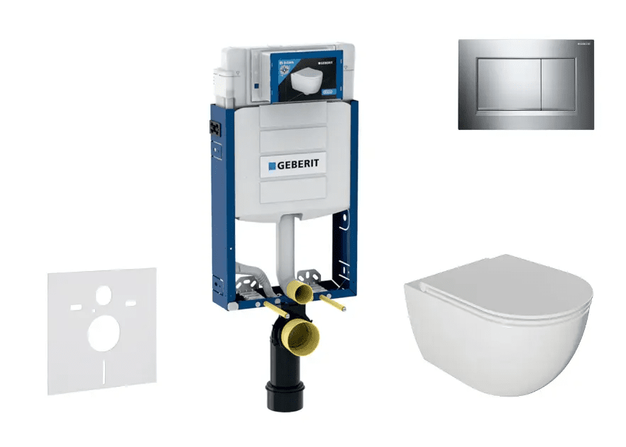 Geberit SANI15CA1115 - Set předstěnové instalace, klozetu Oudee a sedátka softclose, tlačítko Sigma20, chrom