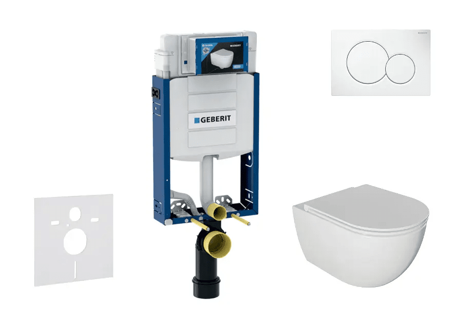 Geberit SANI15CA3110 - Set předstěnové instalace, klozetu Oudee a sedátka softclose, tlačítko Sigma01, alpská bílá
