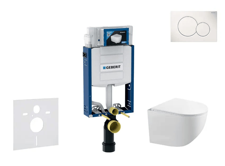 Geberit SANI15CA3113 - Set předstěnové instalace, klozetu Gaia a sedátka softclose, tlačítko Sigma01, alpská bílá