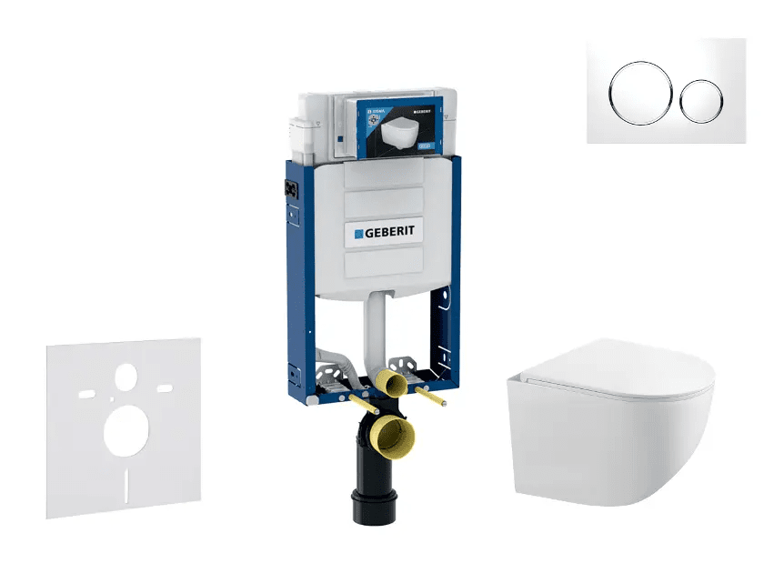 Geberit SANI15CA3114 - Set předstěnové instalace, klozetu Gaia a sedátka softclose, tlačítko Sigma20, bílá/chrom