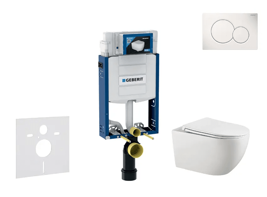 Geberit SANI15CA3116 - Set předstěnové instalace, klozetu Gaia a sedátka softclose, tlačítko Sigma01, alpská bílá