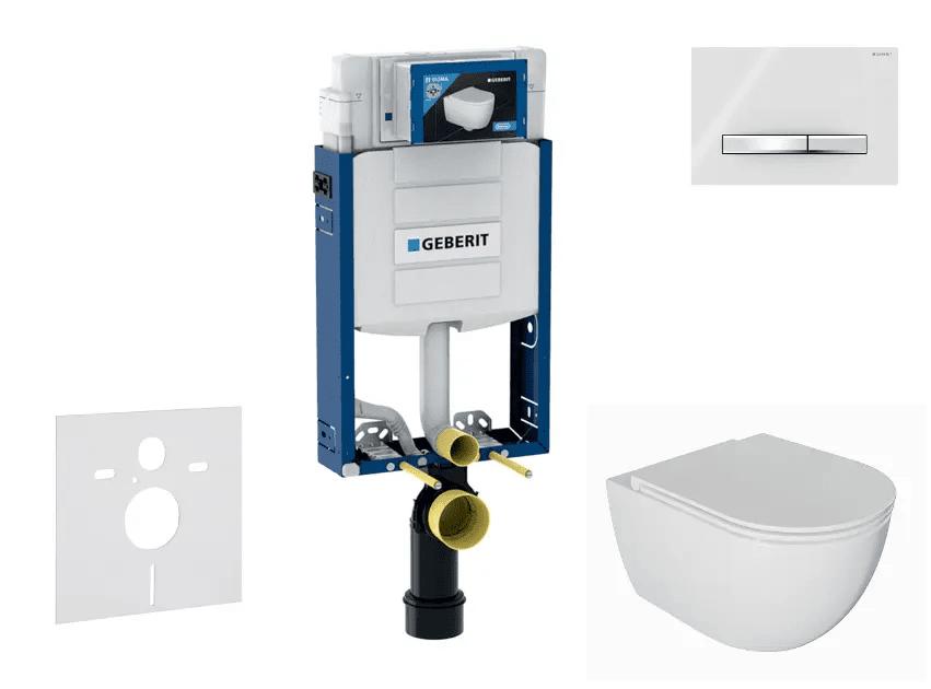 Geberit SANI15CA3123 - Set předstěnové instalace, klozetu Oudee a sedátka softclose, tlačítko Sigma50, chrom/alpská bílá
