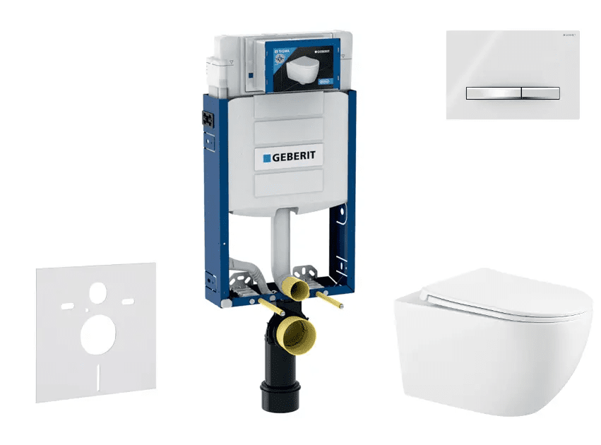 Geberit SANI15CA3126 - Set předstěnové instalace, klozetu Gaia a sedátka softclose, tlačítko Sigma50, chrom/alpská bílá