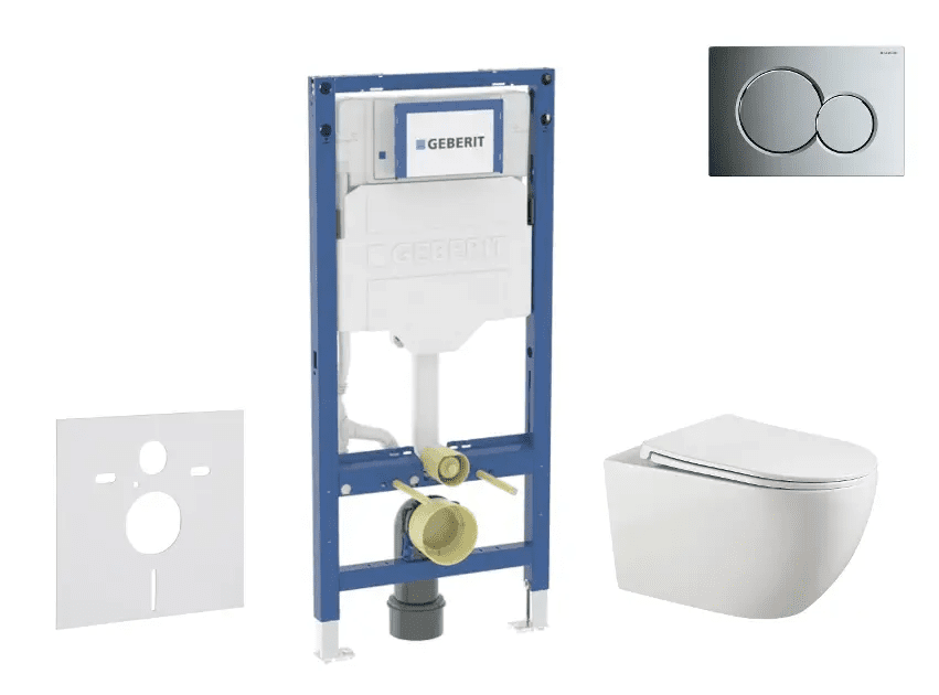 Geberit SANI11CA1132B - Set předstěnové instalace, klozetu Gaia a sedátka softclose, tlačítko Sigma01, lesklý chrom