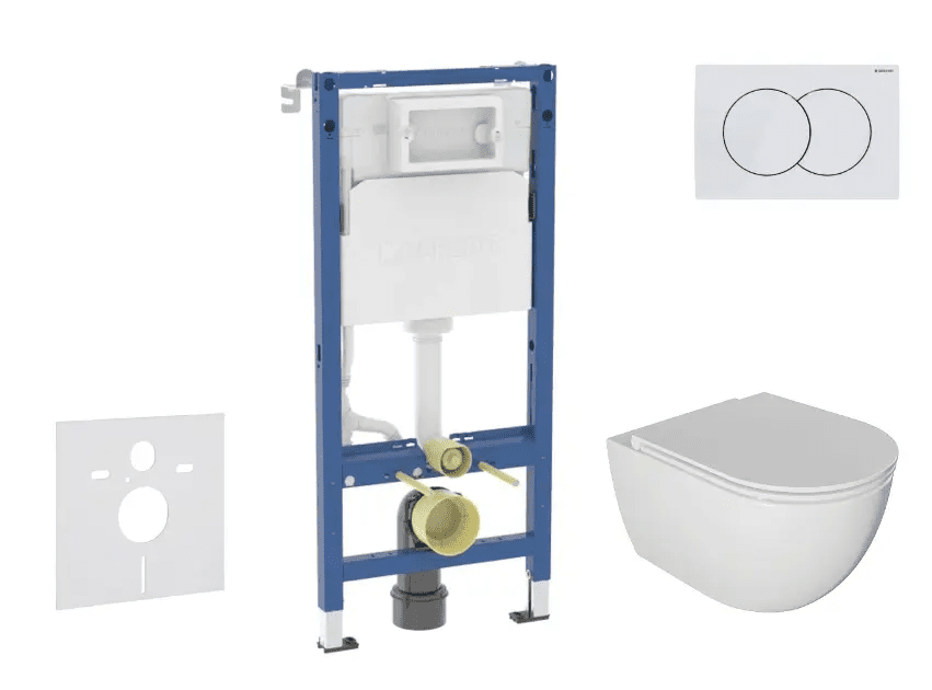 Geberit SANI11CA3116B - Set předstěnové instalace, klozetu Oudee a sedátka softclose, tlačítko Delta01, alpská bílá