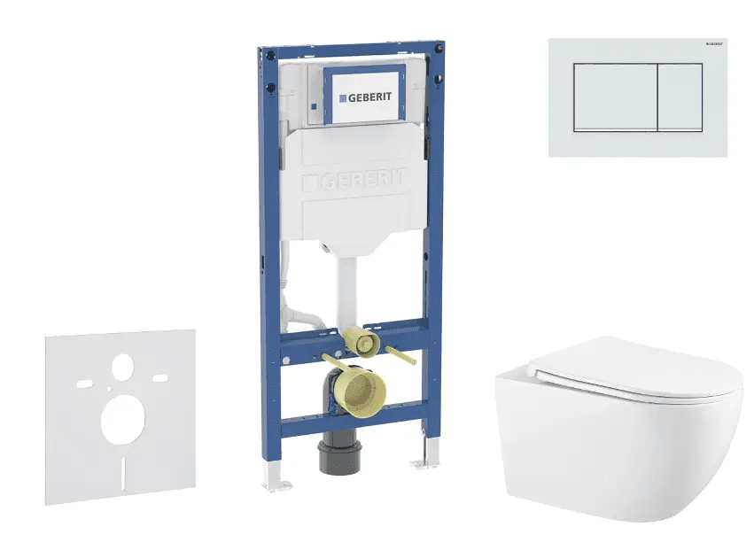 Geberit SANI11CA3142B - Set předstěnové instalace, klozetu Gaia a sedátka softclose, tlačítko Sigma20, bílá/bílá mat