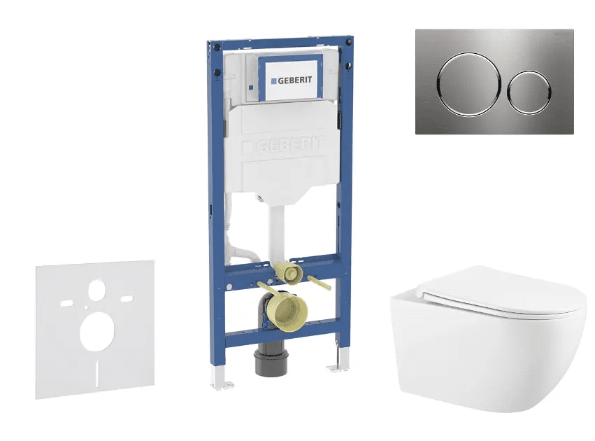 Geberit SANI11CA6102B - Set předstěnové instalace, klozetu Gaia a sedátka softclose, tlačítko Sigma20, nerez