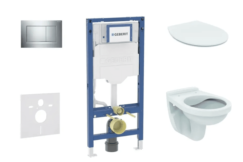 Geberit SANI11CD1105 - Set předstěnové instalace, klozetu Alpha a sedátka softclose, tlačítko Sigma20, chrom