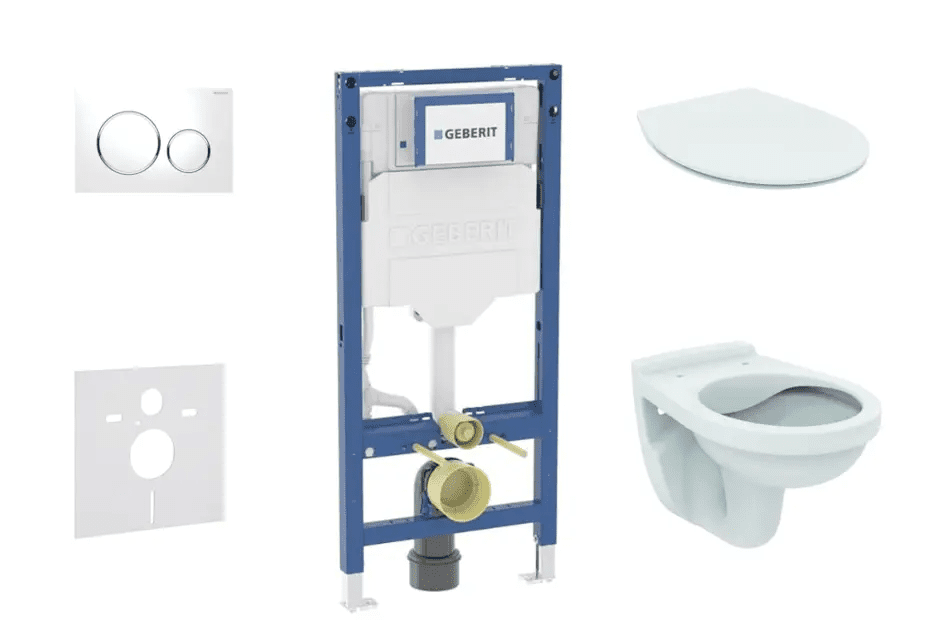 Geberit SANI11CD3103 - Set předstěnové instalace, klozetu Alpha a sedátka softclose, tlačítko Sigma20, bílá/chrom