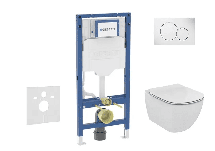 Geberit SANI11CD3132 - Set předstěnové instalace, klozetu Tesi a sedátka softclose, tlačítko Sigma01, alpská bílá