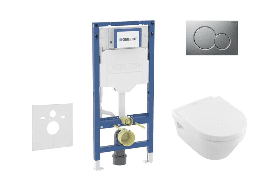 Geberit SANI11CK2102 - Set předstěnové instalace, klozetu Architectura a sedátka softclose, tlačítko Sigma01, matný chrom