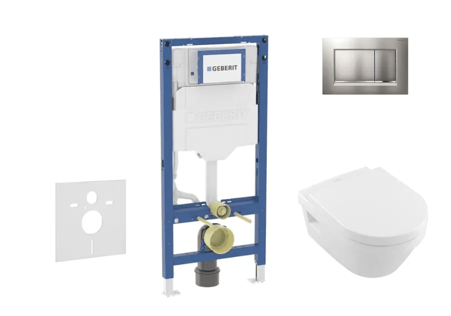 Geberit SANI11CK2106 - Set předstěnové instalace, klozetu Architectura a sedátka softclose, tlačítko Sigma20, matný chrom/chrom