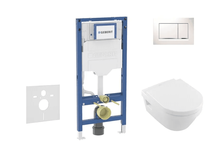 Geberit SANI11CK3104 - Set předstěnové instalace, klozetu Architectura a sedátka softclose, tlačítko Sigma20, bílá/chrom