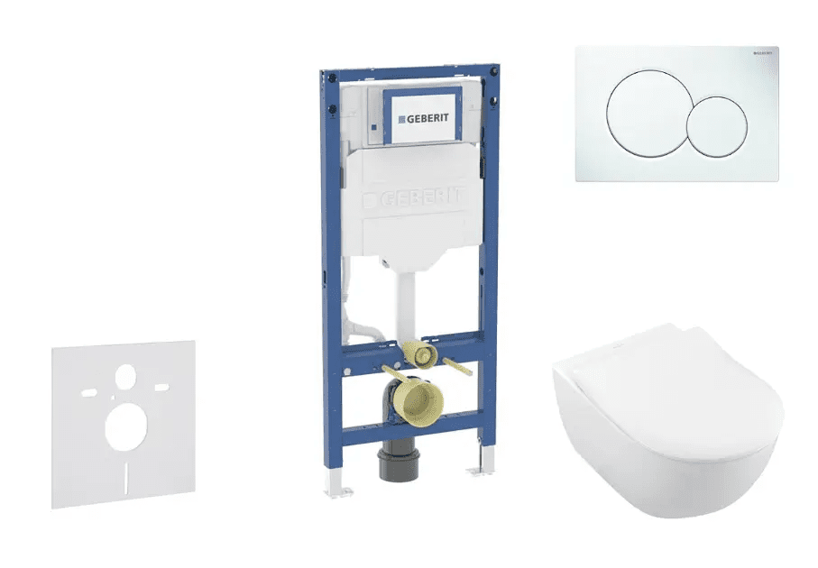 Geberit SANI11CK3108 - Set předstěnové instalace, klozetu Subway 2.0 a sedátka softclose, tlačítko Sigma01, alpská bílá