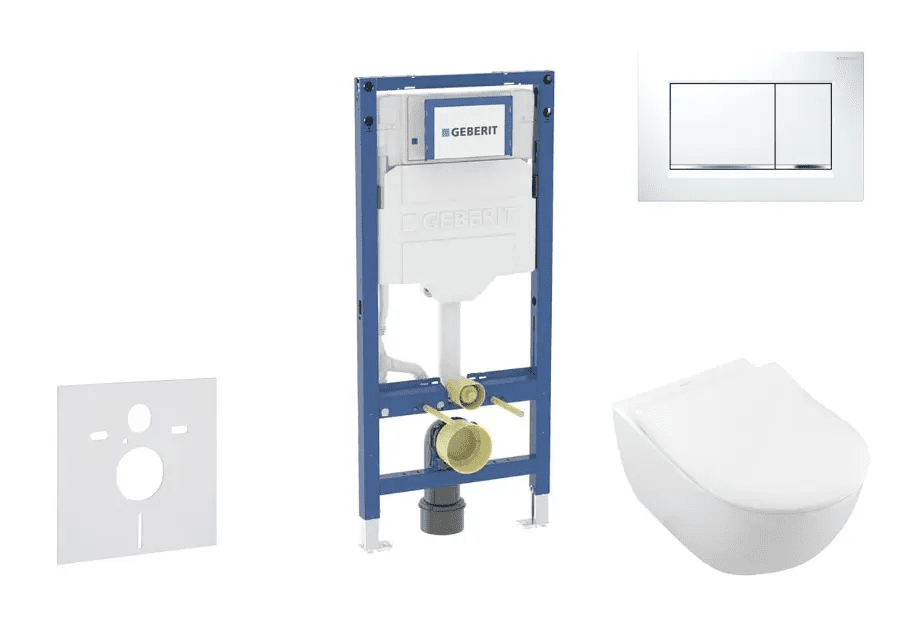 Geberit SANI11CK3112 - Set předstěnové instalace, klozetu Subway 2.0 a sedátka softclose, tlačítko Sigma20, bílá/lesklý chrom