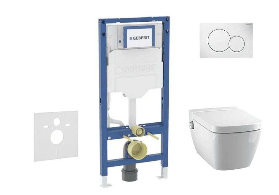 Geberit SANI11CT3100 - Set předstěnové instalace, klozetu TECEone a sedátka softclose, tlačítko Sigma01, alpská bílá