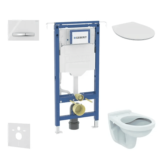 Geberit SANI11CD3121 - Set předstěnové instalace, klozet Alpha se sedátkem, tlačítko Sigma50, alpská bílá