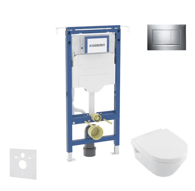 Geberit SANI11CK1107 - Set předstěnové instalace, klozetu a sedátka Villeroy Boch, tlačítka Sigma20, DirectFlush, SoftClose, CeramicPlus, lesklý chrom/chrom mat