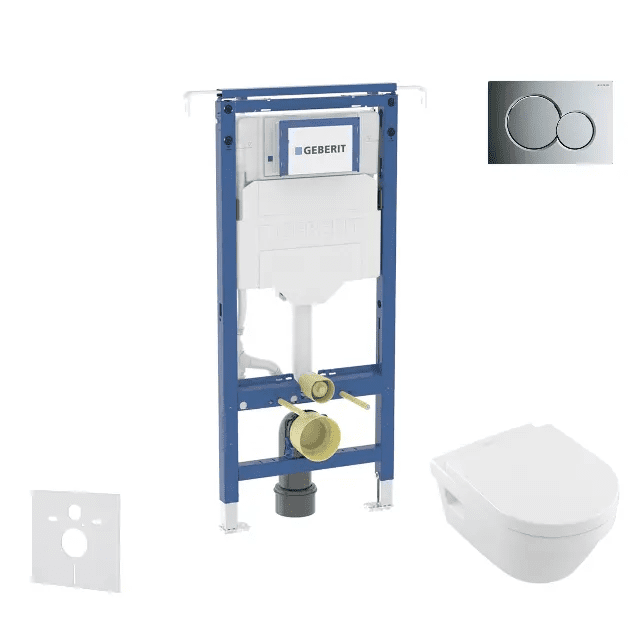 Geberit SANI11CK1108 - Set předstěnové instalace, klozetu a sedátka Villeroy Boch, tlačítka Sigma01, DirectFlush, SoftClose, CeramicPlus, lesklý chrom