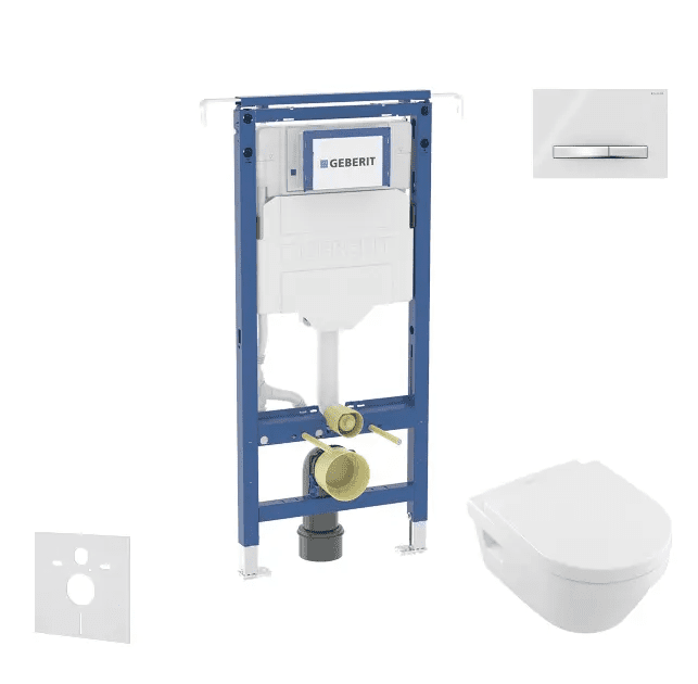 Geberit SANI11CK3110 - Set předstěnové instalace, klozetu a sedátka Villeroy Boch, tlačítka Sigma50, DirectFlush, SoftClose, CeramicPlus, alpská bílá
