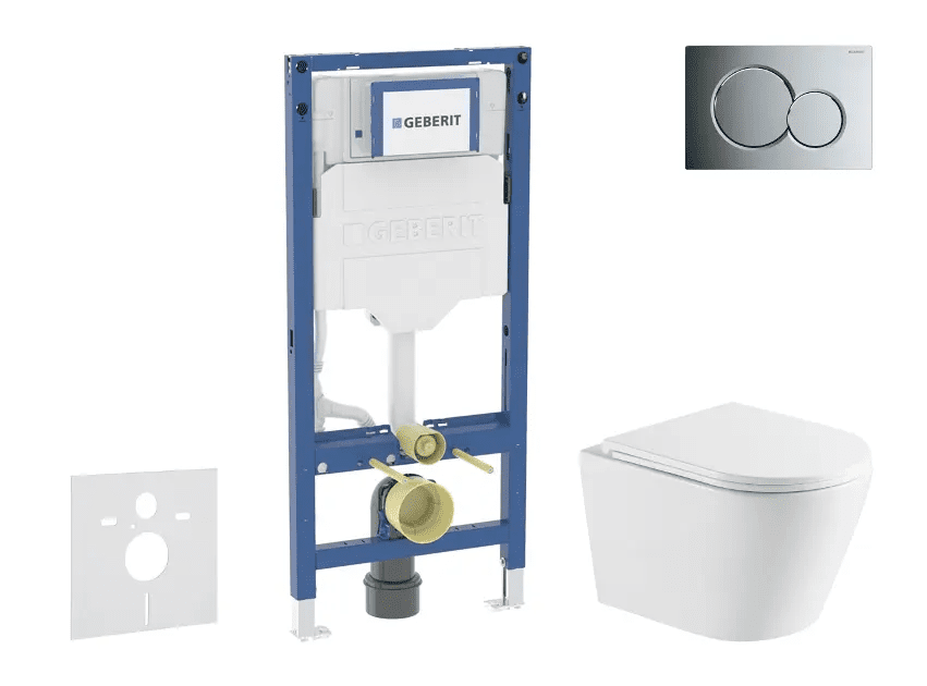 Geberit SANI11CA1161 - Set předstěnové instalace, klozetu Nefia a sedátka softclose, tlačítko Sigma01, lesklý chrom