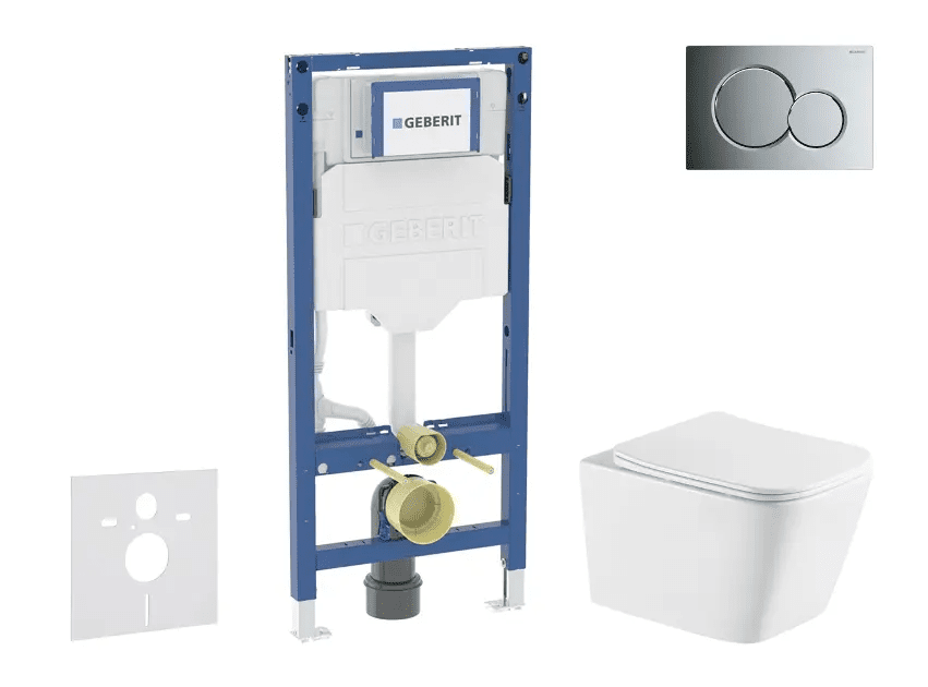 Geberit SANI11CA1170 - Set předstěnové instalace, klozetu Arkas I a sedátka softclose, tlačítko Sigma01, lesklý chrom