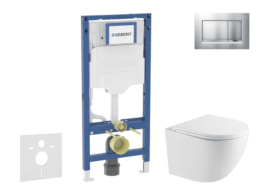 Geberit SANI11CA2103 - Set předstěnové instalace, klozetu Oudee a sedátka softclose, tlačítko Sigma20, lakovaný chrom mat/chrom