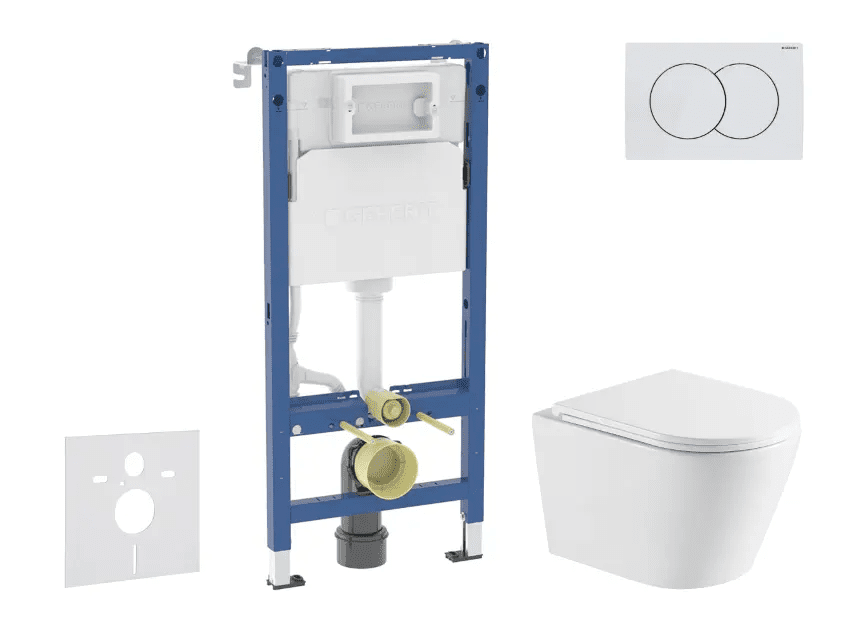 Geberit SANI11CA31109 - Set předstěnové instalace, klozetu Nefia a sedátka softclose, tlačítko Delta01, alpská bílá