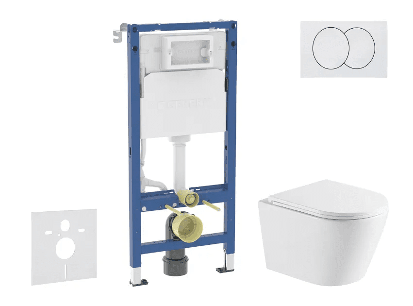Geberit SANI11CA31113 - Set předstěnové instalace, klozetu Nefia a sedátka softclose, tlačítko Delta, bílá