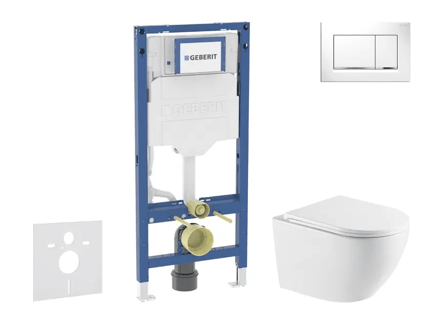 Geberit SANI11CA31119 - Set předstěnové instalace, klozetu Oudee a sedátka softclose, tlačítko Sigma20, bílá/chrom