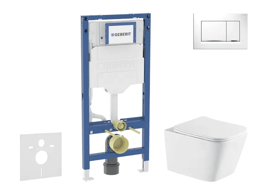 Geberit SANI11CA31141 - Set předstěnové instalace, klozetu Arkas I a sedátka softclose, tlačítko Sigma20, bílá/chrom