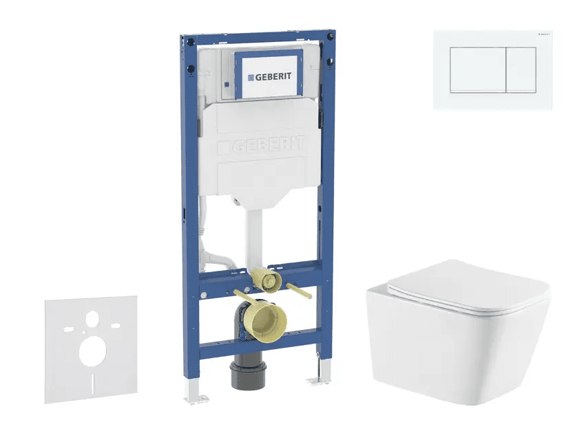 Geberit SANI11CA31145 - Set předstěnové instalace, klozetu Arkas I a sedátka softclose, tlačítko Sigma20, bílá/bílá mat