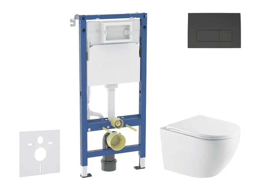 Geberit SANI11CA5172 - Set předstěnové instalace, klozetu Oudee a sedátka softclose, tlačítko Delta50, matná černá
