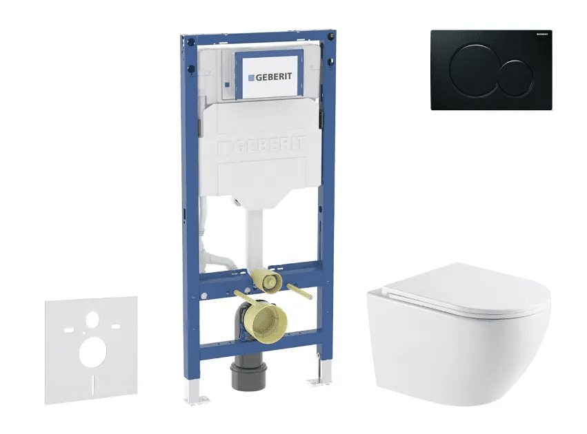 Geberit SANI11CA5173 - Set předstěnové instalace, klozetu Oudee a sedátka softclose, tlačítko Sigma01, černá