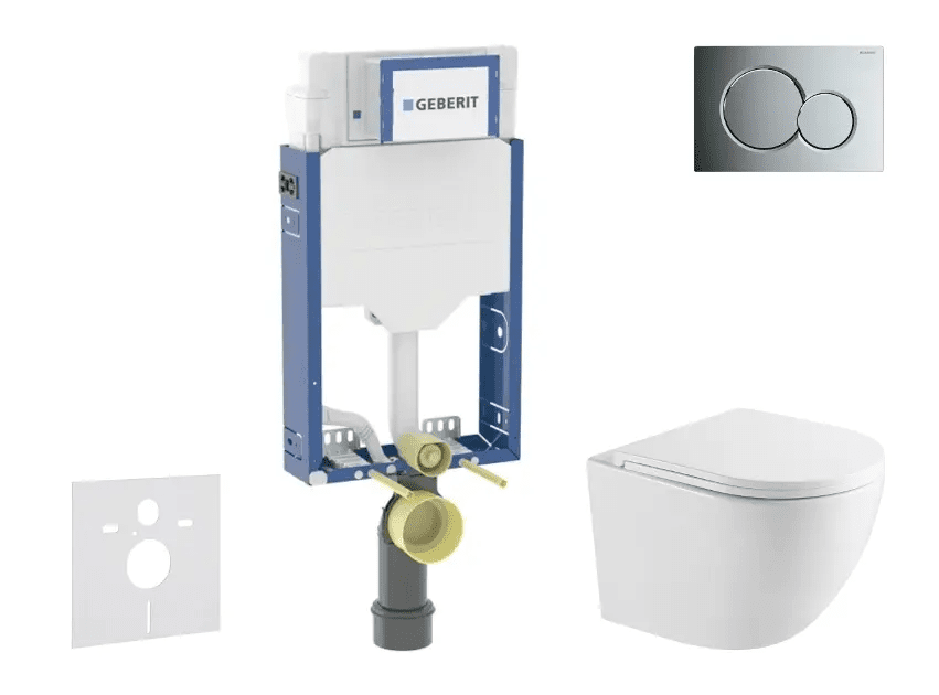 Geberit SANI15CA1138 - Set předstěnové instalace, klozetu Oudee a sedátka softclose, tlačítko Sigma01, lesklý chrom