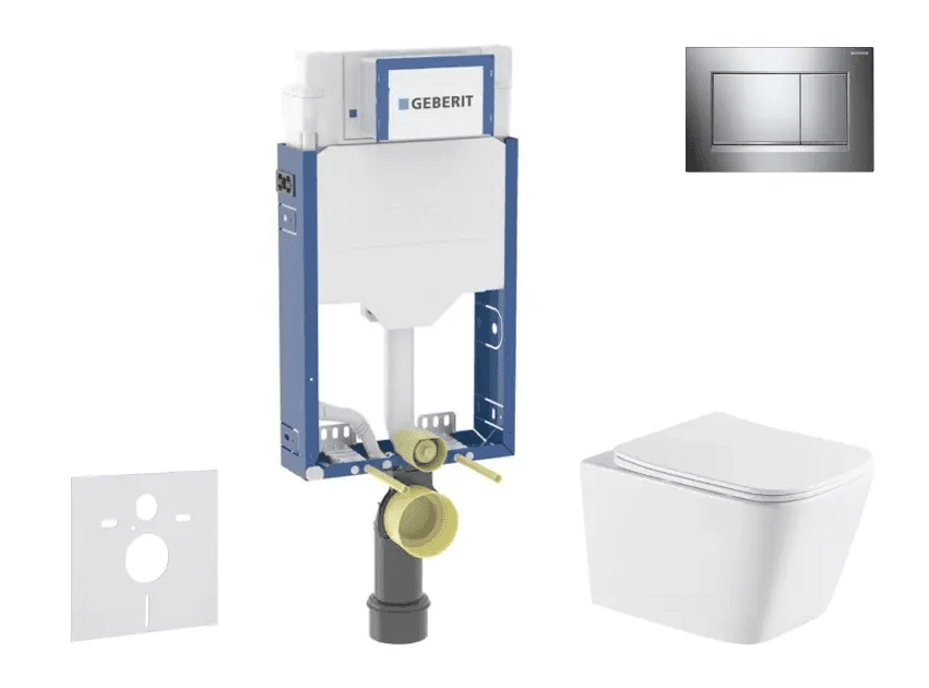 Geberit SANI15CA1147 - Set předstěnové instalace, klozetu Arkas I a sedátka softclose, tlačítko Sigma20, chrom