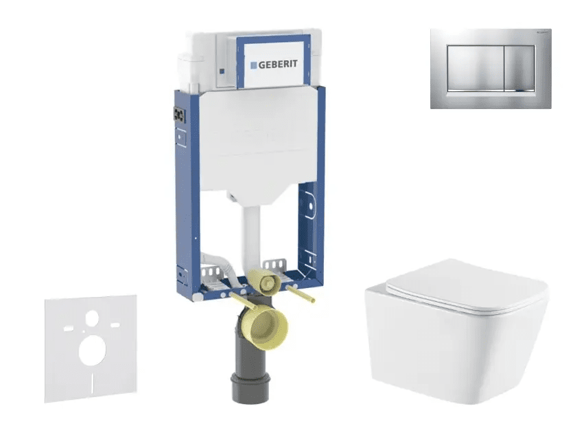Geberit SANI15CA2109 - Set předstěnové instalace, klozetu Arkas I a sedátka softclose, tlačítko Sigma20, lakovaný chrom mat/chrom